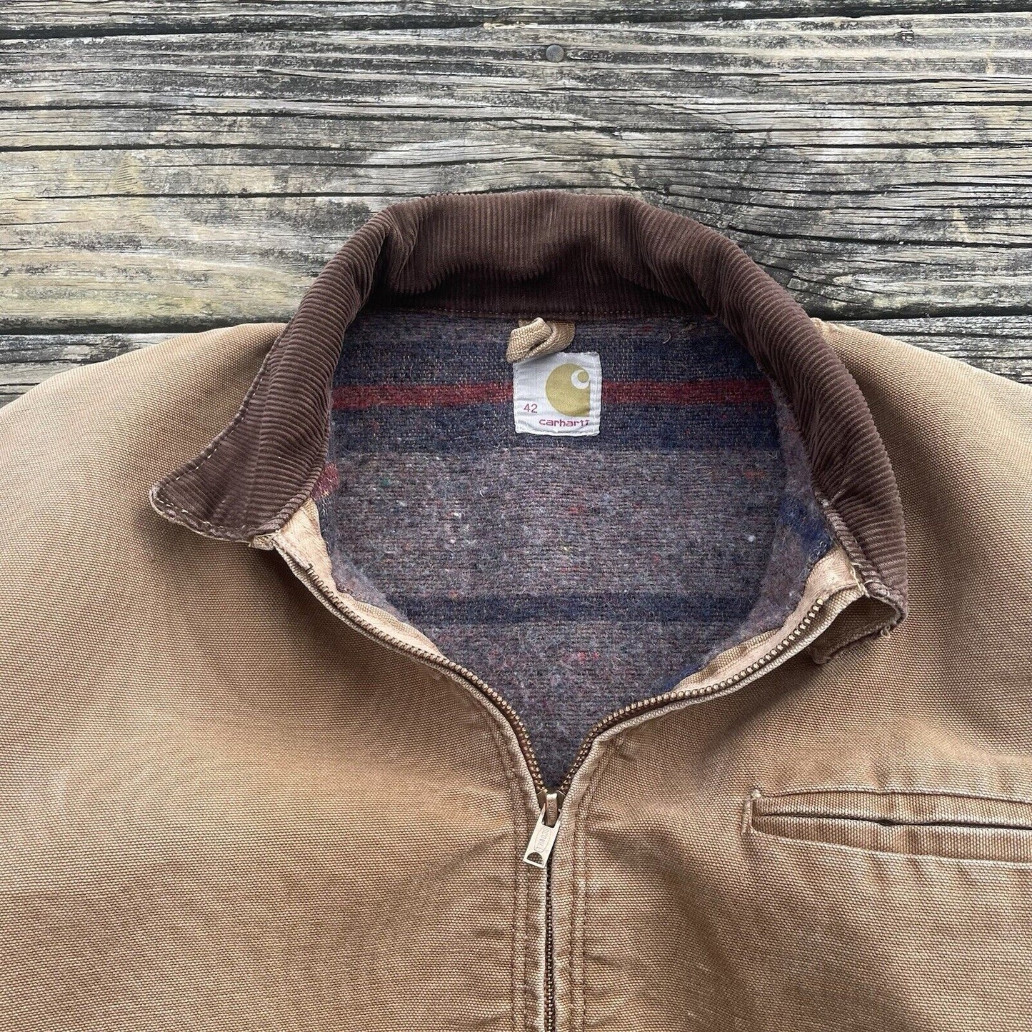 vintage 60’s carhartt 6blj wool lined detroit jacket in brown size medium