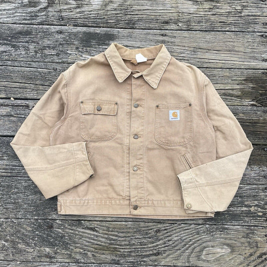 vintage carhartt ju1006 unlined chore jacket in brown size large