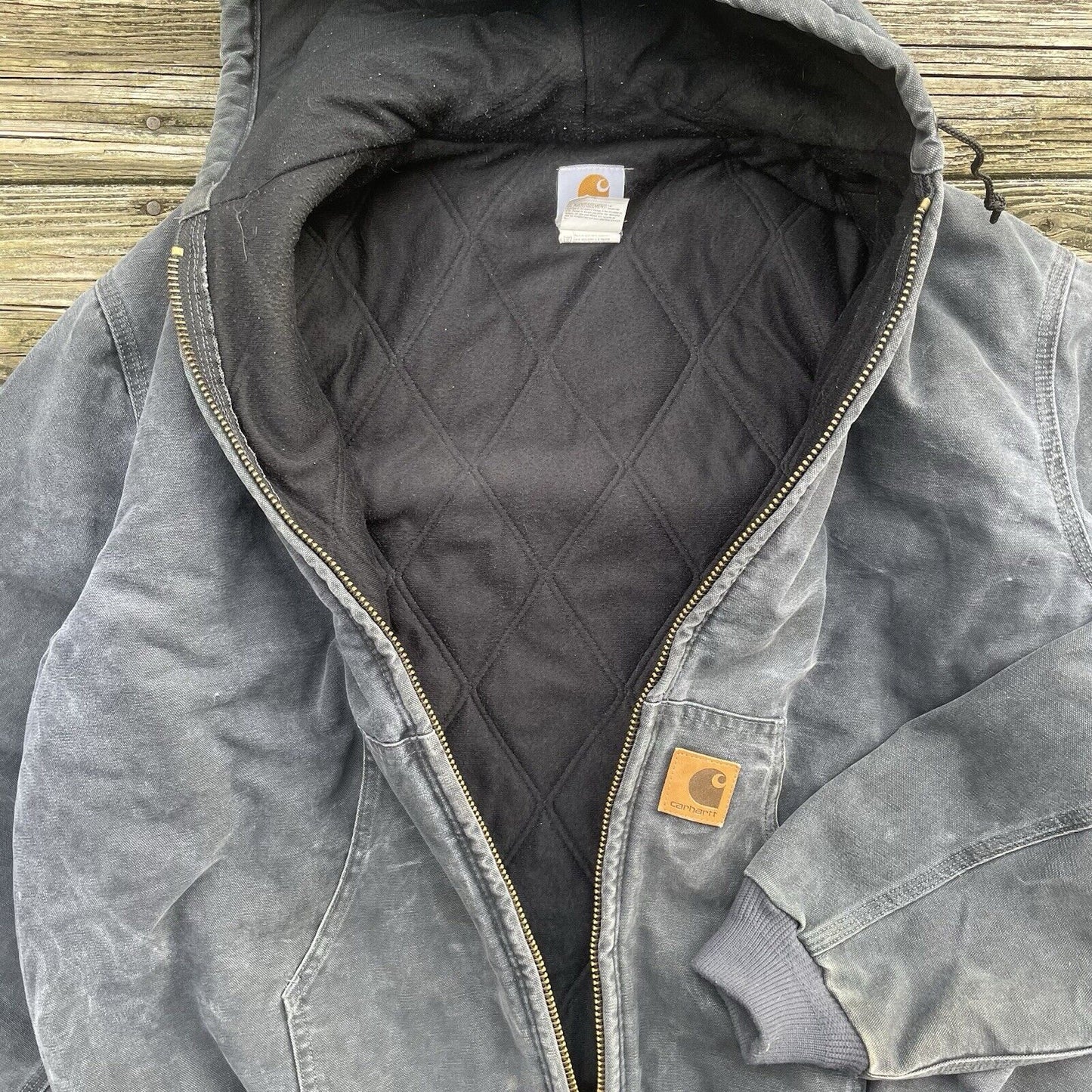 vintage carhartt j68 ptl sandstone hooded active jacket in petrol size xxl