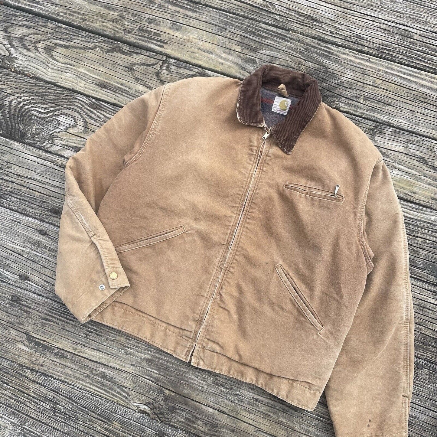 vintage 60’s carhartt 6blj wool lined detroit jacket in brown size medium